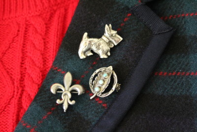 Some of my favorite little pins are sterling. I love the Scottie dog, which looks a lot like my Westie, Archie.