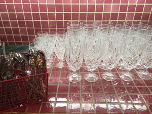 Stemware and silverware polished and ready for the big night.