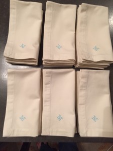 Freshly pressed monogrammed napkins.