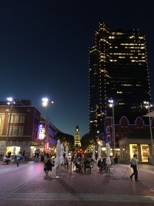 Sundance Square after dark. 