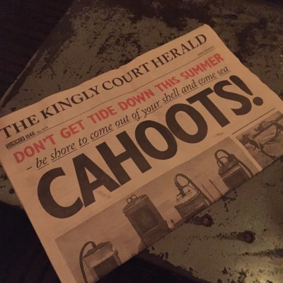 The Cahoots menu is an newspaper.