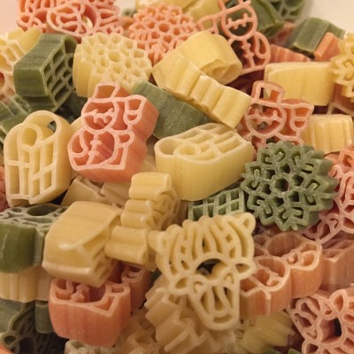 This pasta included snowmen, snowflakes, sleighs, and reindeer.
