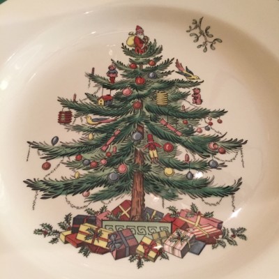 Even my Christmas dishes (Christmas Tree by Spode) have Santa atop the tree! 