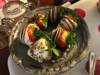 Chocolate covered strawberries that were waiting upon our arrival.