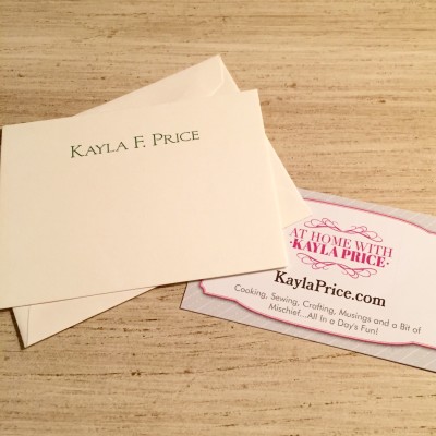 Personalized gift enclosure card with envelope on the left, and a business card on the right.