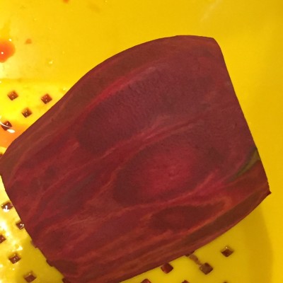 A peeled beet. Aren't the color patterns beautiful?
