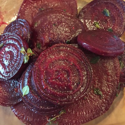 Roasted beets deepen in color.