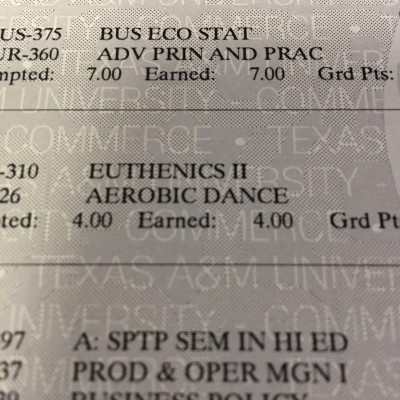That was a great summer semester...euthenics and aerobics!