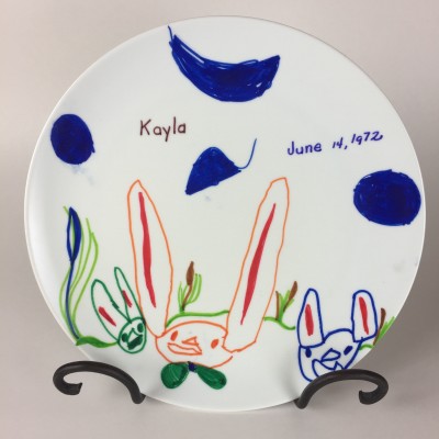 AuntE and I made this plate in 1972. I did the drawing and she did the writing.