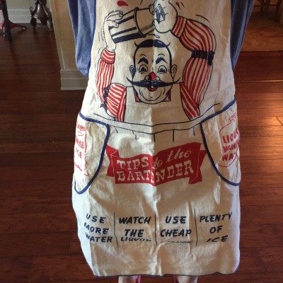 This is a fun little bartender's apron. Notice the "tips for the bartender."