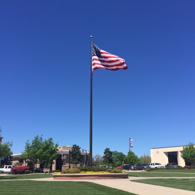 The American flag is a focal point of Celebratin Plaza in downtown Sulphur Springs.