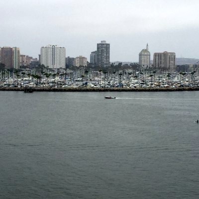 A view of the waterfront area in the City of Long Beach as seen from the Queen Mary