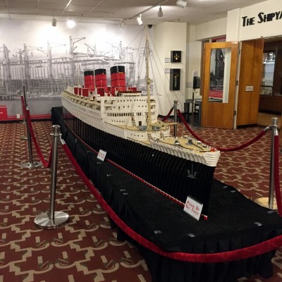 A replica of the Queen Mary made of Legos.