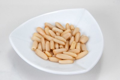 Shelled pine nuts.