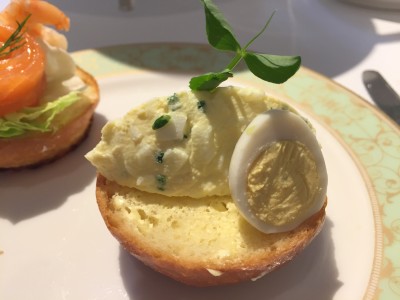 Burford brown Clarence Court egg, mayonnaise and chives open sandwich.