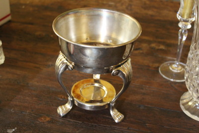 A lovely silver-plated warming dish for dips or sides.