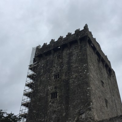 The small daylight that can be seen in the middle under the battlements is the opening when visitors kiss the Blarney Stone. That is a long way down!