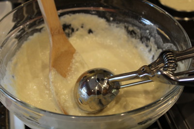 The crumpet batter is easy to make.