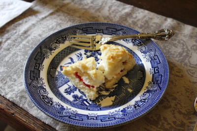 Jam and whipped cream filled scones...yum!