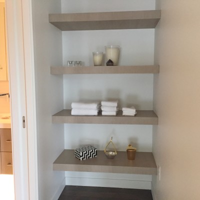 Shelves decorated minimalistically.